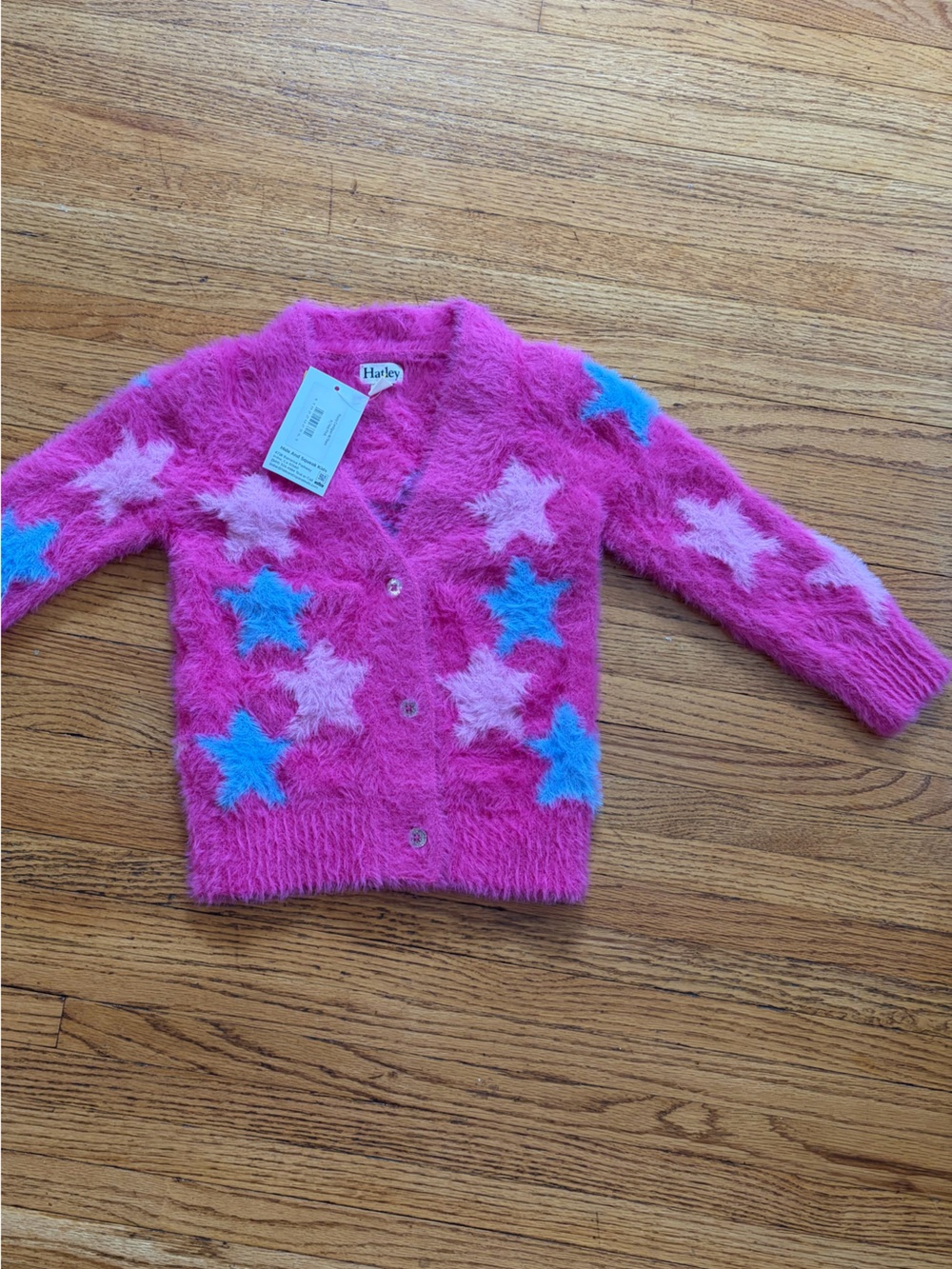 Hatley Hot Pink Fuzzy Star Cardigan
